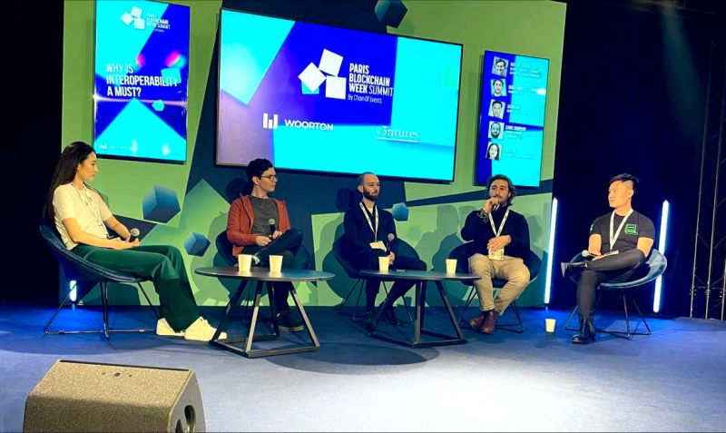 Jason Ma speaking on a panel at Paris Blockchain Week